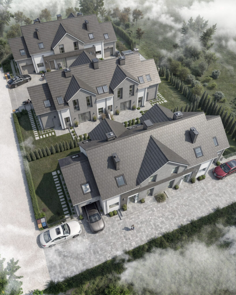 Stylowa zabudowa domów z zabudowie bliźniaczej Zaborowo, Leszno